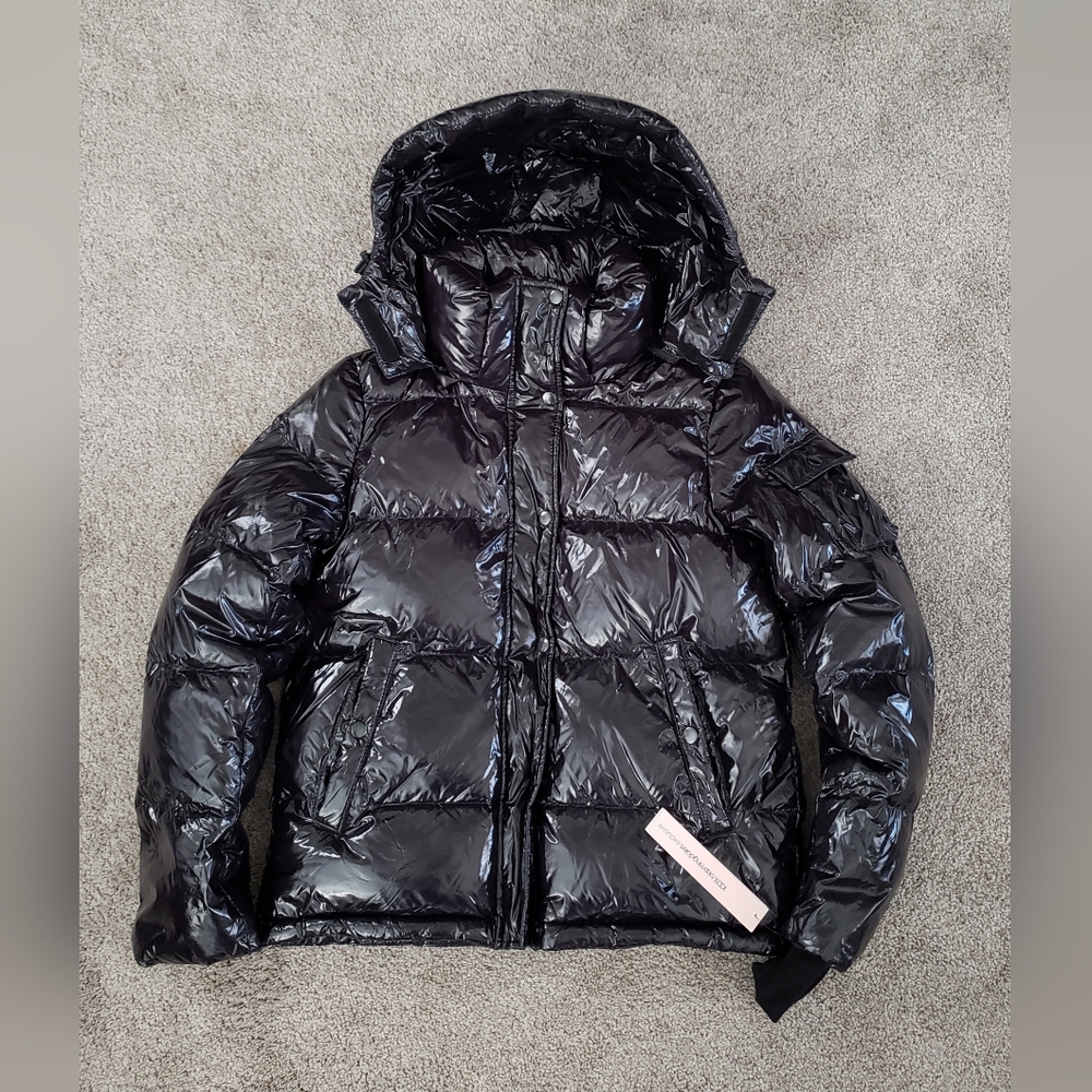 Nwt Aqua Lacquer Down Puffer Jacket In Onyx - Picture 9 of 12